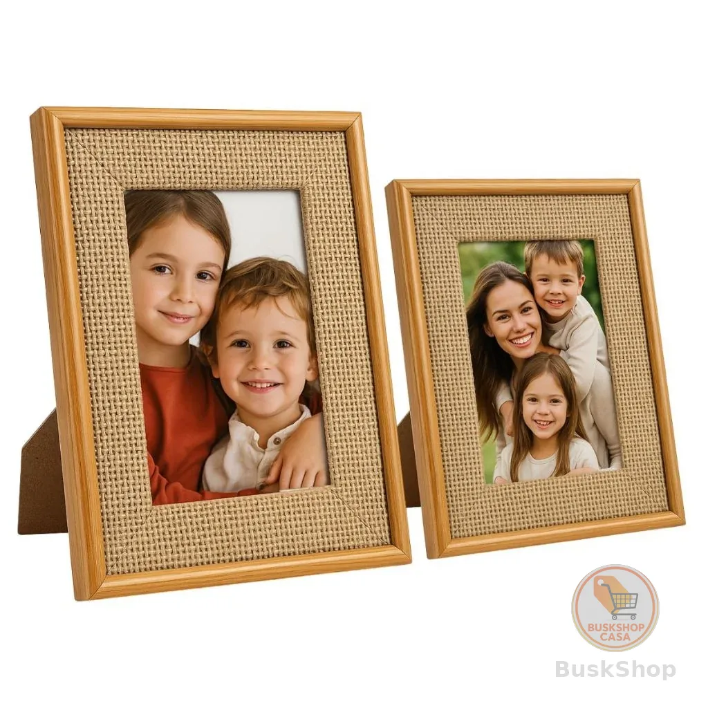 Kit 2 Porta Retratos Tecido Trançado Mdf 10x15 & 15x20 - Collection