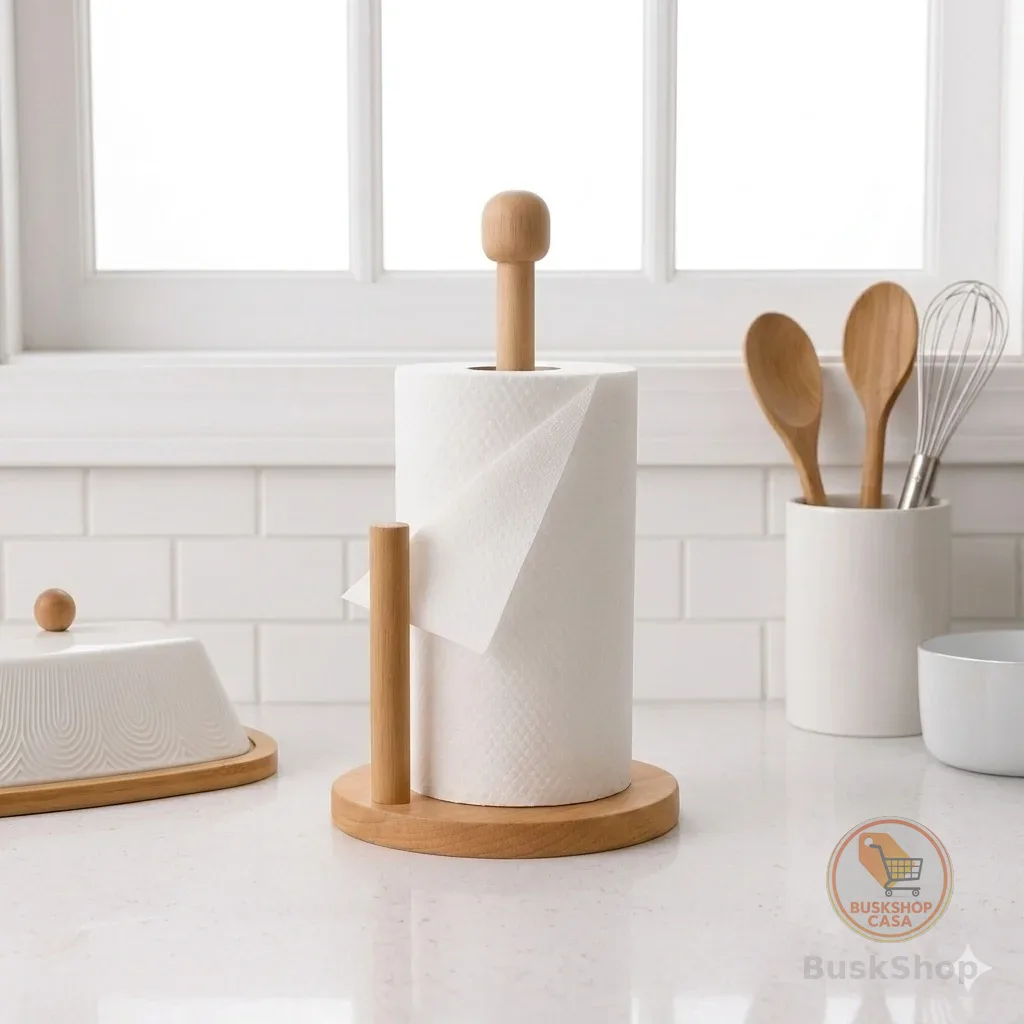 Suporte Porta Papel Toalha Bambu Organizador Cozinha Porta Rolo Papel Toalha