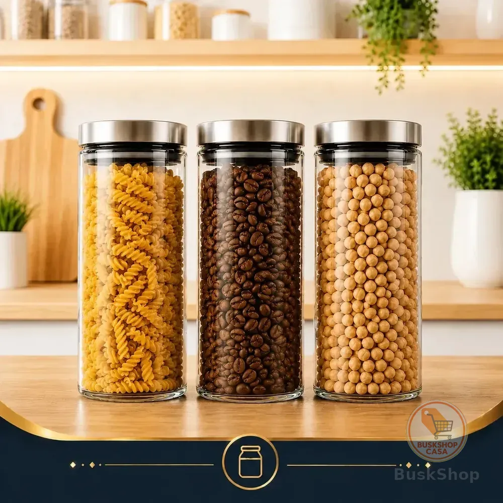Kit 3 Potes Herméticos De Vidro De 1.35 L Com Tampa Inox Para Mantimentos Transparente