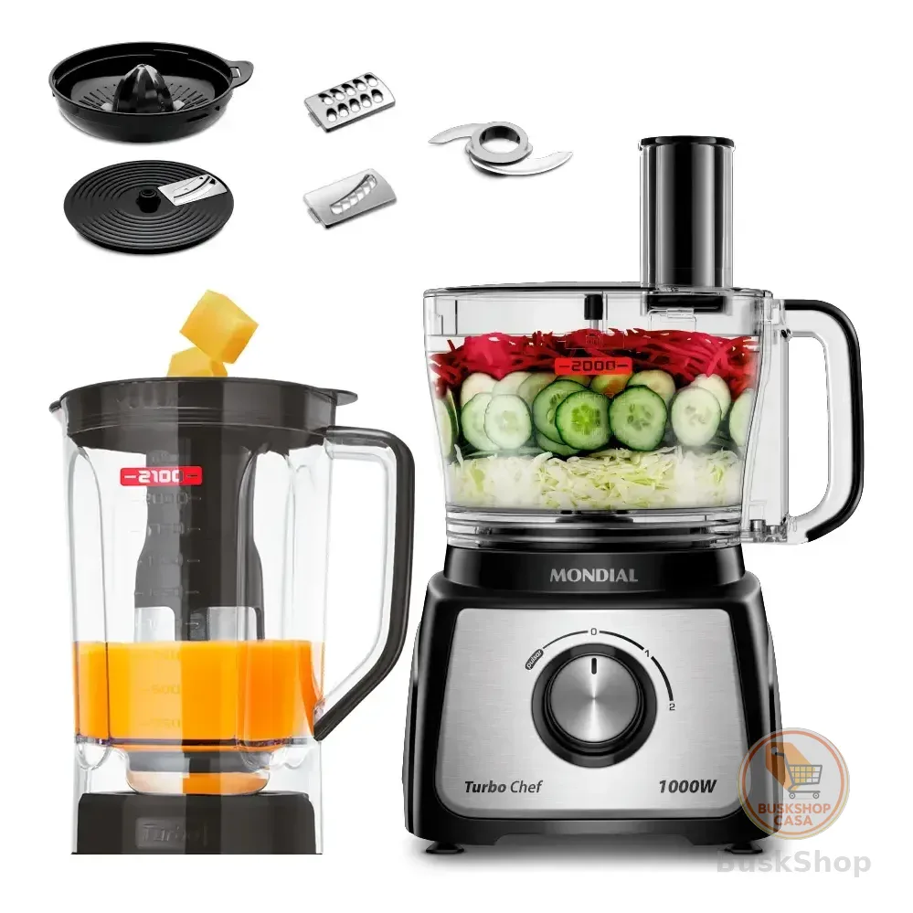 Multiprocessador Turbo Chef 7 Em 1 Mondial 1000w Mpn-01-be Preto 220v