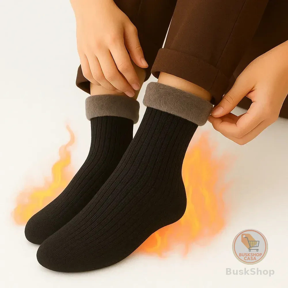 Kit 4 Meias Térmica Quente Grossa Inverno Frio Neve Forrada Cores Sortidas Liso Único 34-44 Cores Sortidas Liso Único 34-44