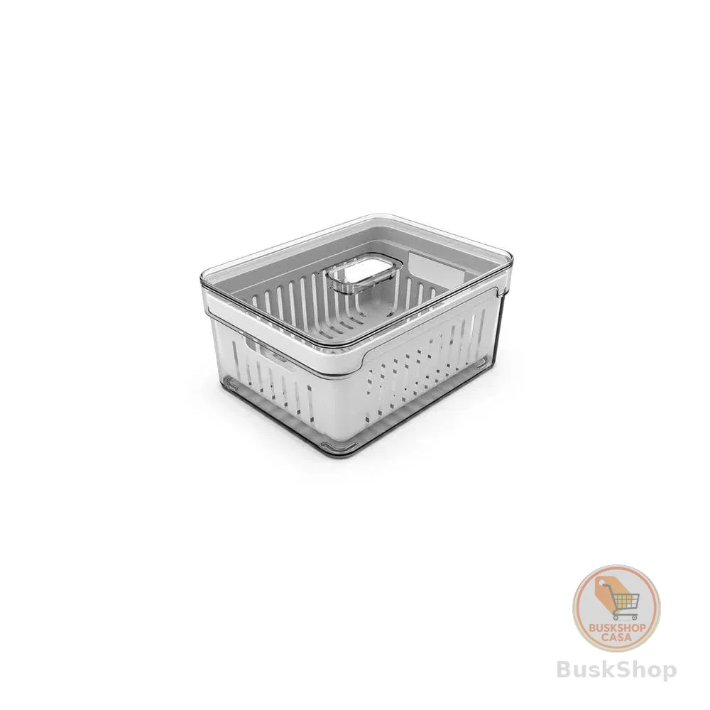 OU OF450NT Organizador de Geladeira com Escorredor Interno, 2,2 L - Caixa Plástica para Legumes, Saladas