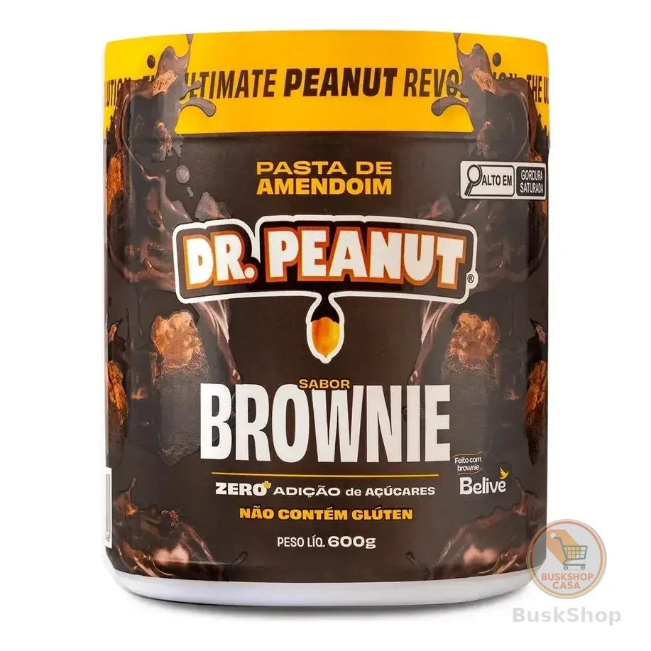 Pasta De Amendoim Com Whey Protein 600g Dr. Peanut Sabor Brownie