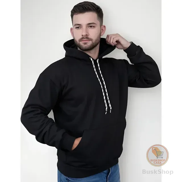 Moletom Canguru Algodão Unissex Blusa De Frio Flanelado Liso