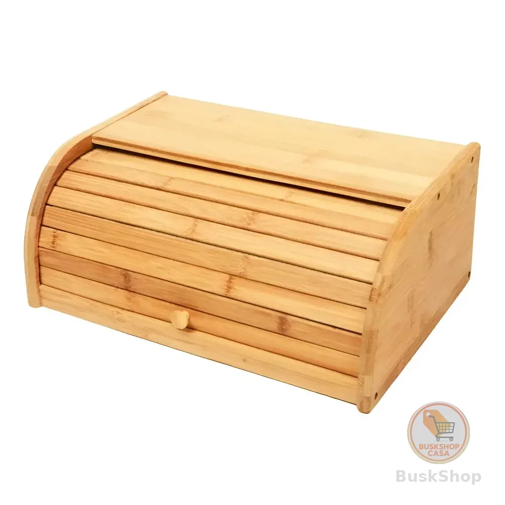 Porta Pão Bambu Com Tampa Retrátil Cor Bege Liso Casa Laura Enxovais
