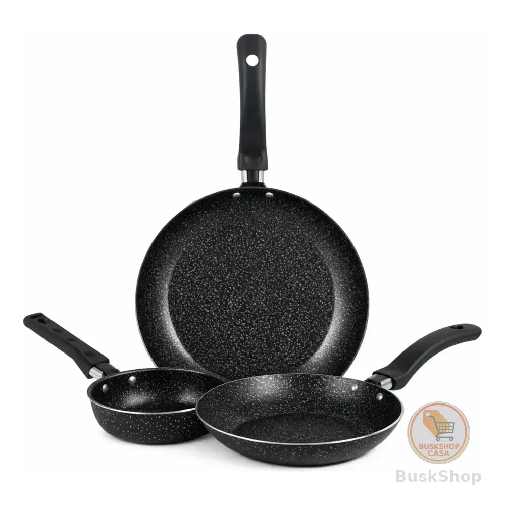 Jogo De Frigideiras Francesas 3 Peças 14 18 24cm Preto Nacional