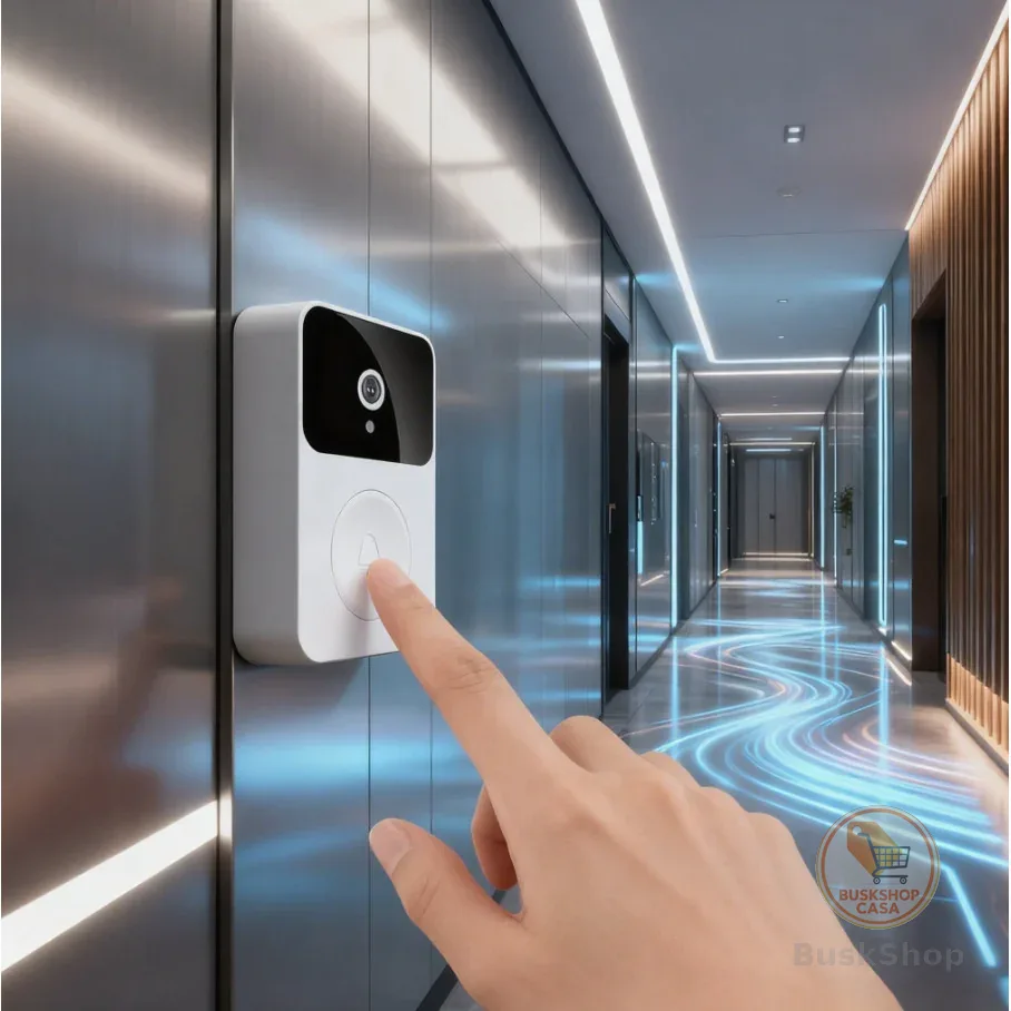 Campainha Com Câmera Vídeo Porteiro Sem Fio Wi-Fi HD Inteligente Smart Home Vê Pelo Celular Recarregável