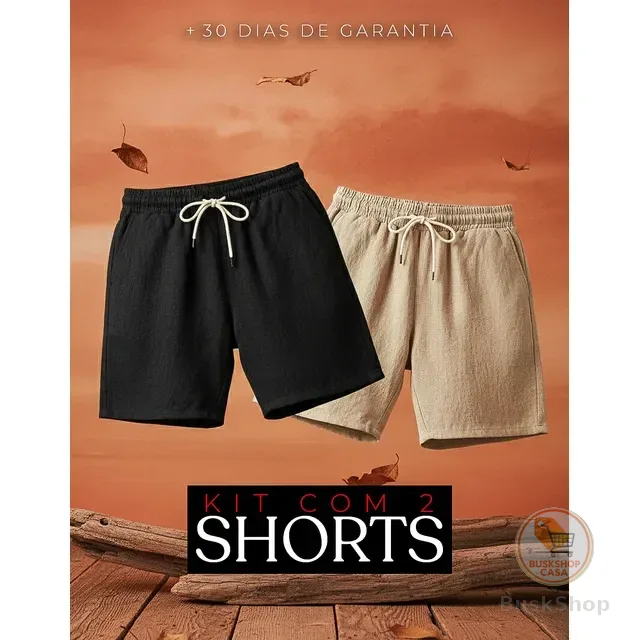 Kit 2 Short Bermuda Linho Masculino Praia Mauricinho Premium