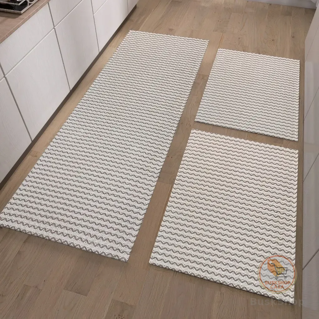 Jogo De Passadeiras 3 Peças Sendo 2 Tapetes 40 cm x 60 cm -1 Passadeira 40 cm x 130 cm-Sala Cozinha