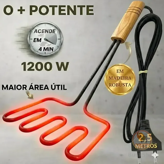 Acendedor Elétrico Churrasqueira Carvão Acende + Rápido