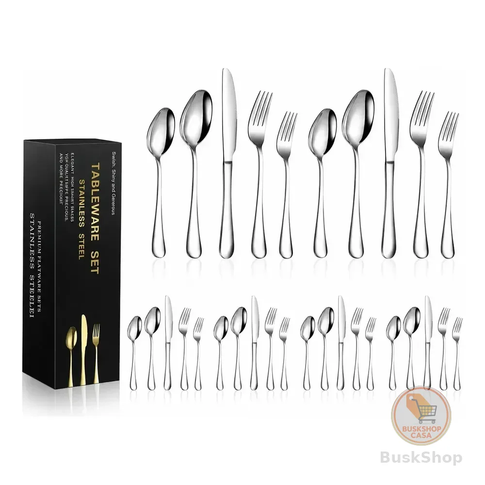 30 Peças Kit Jogos De Talheres Garfo E Faca Inox Prateado Prateado