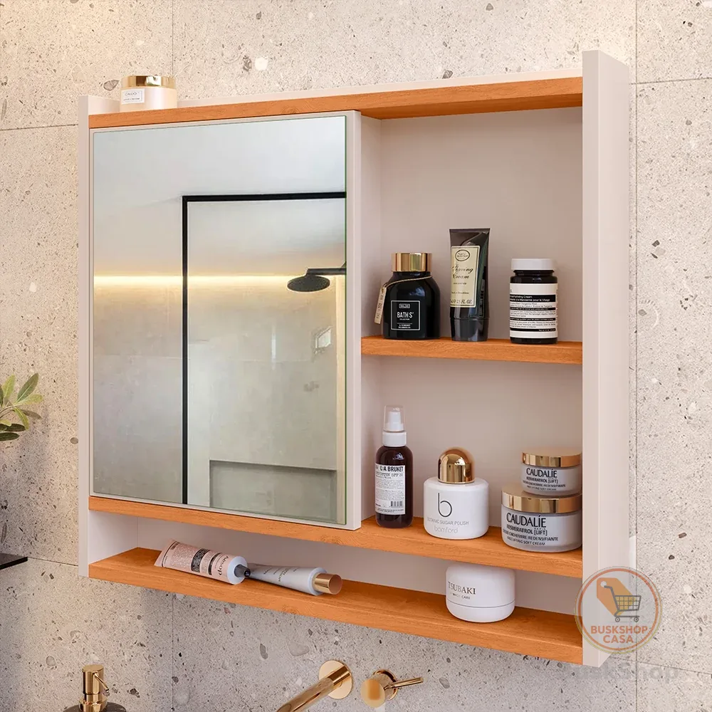 Espelheira Suspensa Para Closet Porta e Armário Diversas Cores armarinho aqua com nicho espelho