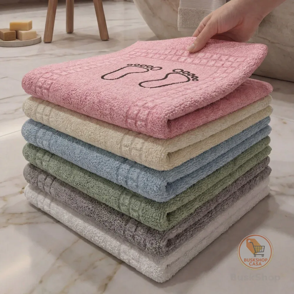 Kit Tapete Para Banheiro Atoalhado Pezinho 100% Algodão 40x60cm Saída de Box - KIT COM 5 UNID