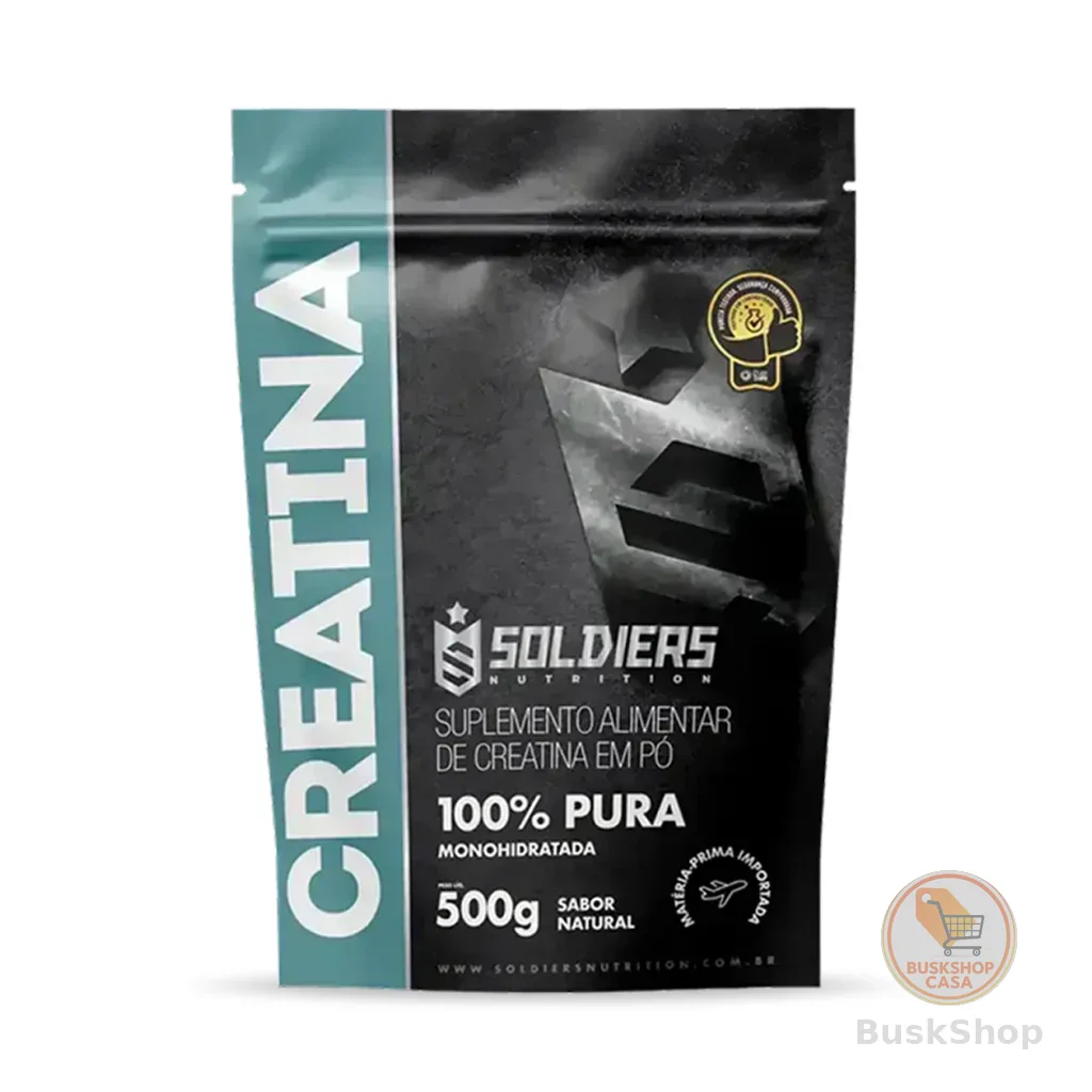 Creatina Monohidratada 500g 100% Pura Importada Soldiers Nutrition Suplemento Performance Muscular Força