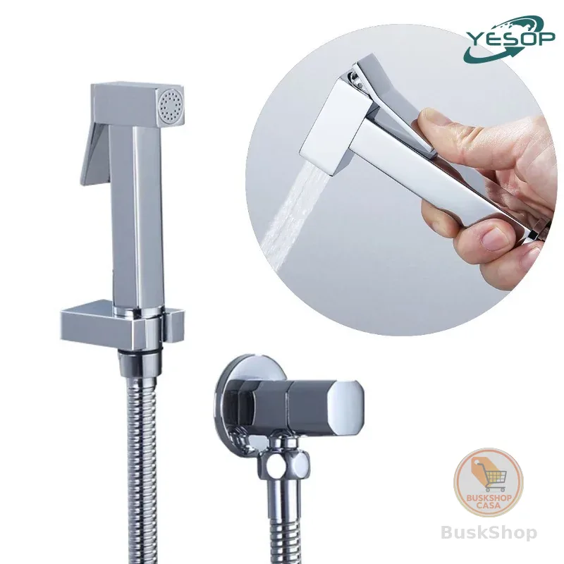 Ducha Higiênica Aço Inoxidável para Banheiro com Gatilho e Mangueira – Kit Completo de Bidê para Parede Yesop