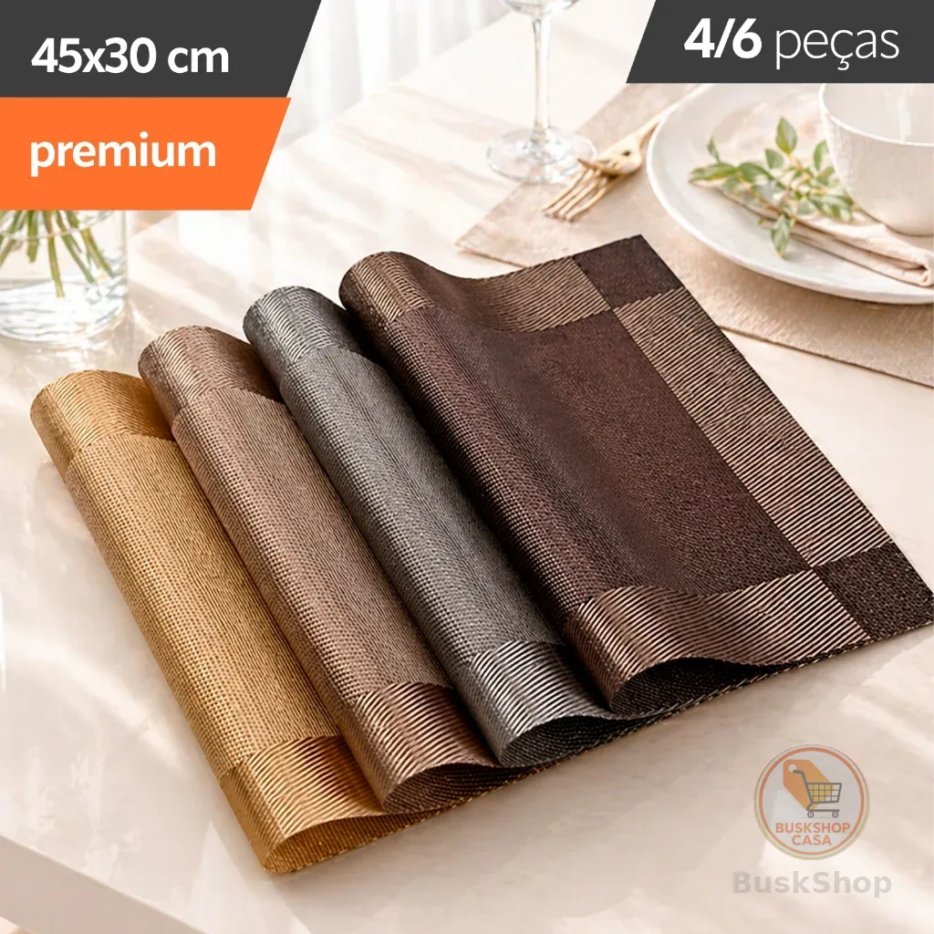 Kit 4 ou 6 jogo americano Tapete De Mesa Posta Redondo Design Elegante Impermeável