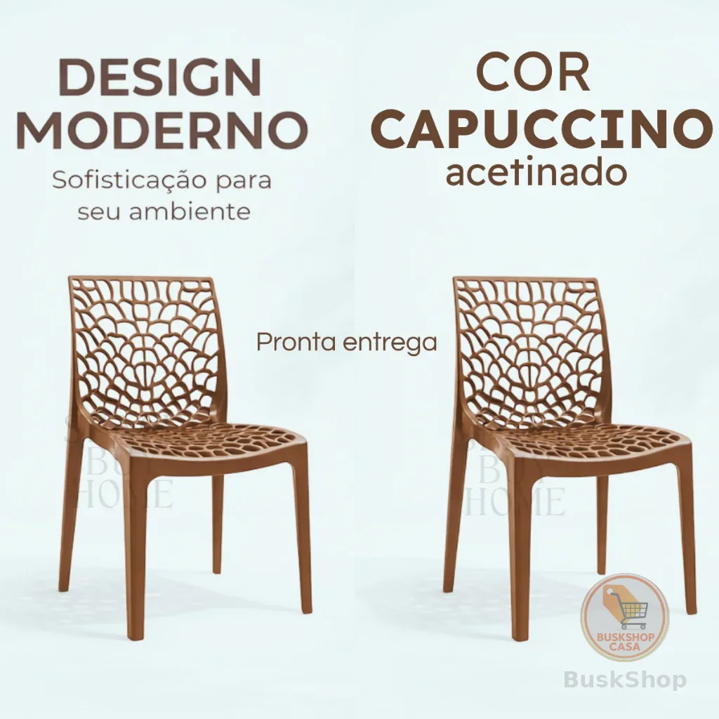 Cadeiras Gruvyer Sala de Jantar Gourmet Kit com 2, 3, 4 e 6 Unidades cores Preta ou Capuccino