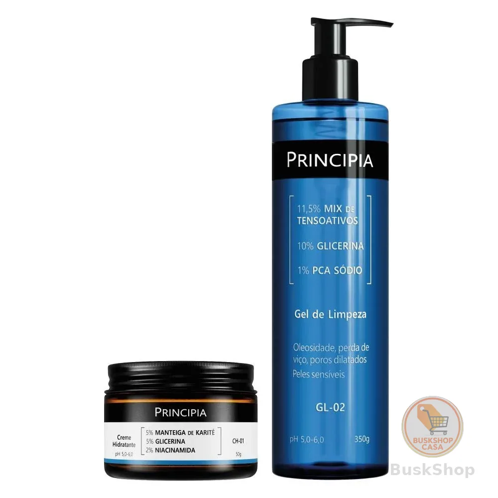 Principia Kit Limpeza e Hidratação Dia a Dia c/ Gel de Limpeza GL-02 + Creme Hidratante CH-01
