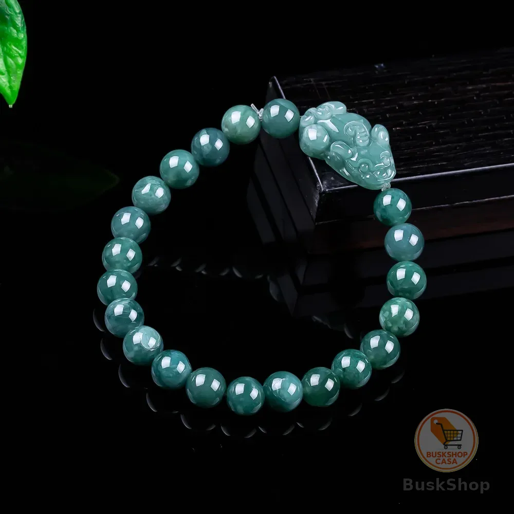Pulseira Pixiu de Jadeíta Birmanesa Natural, Amuletos Vintage, Presentes para Mulheres, Joias, Bracelete, Acessórios de Jade Genuíno