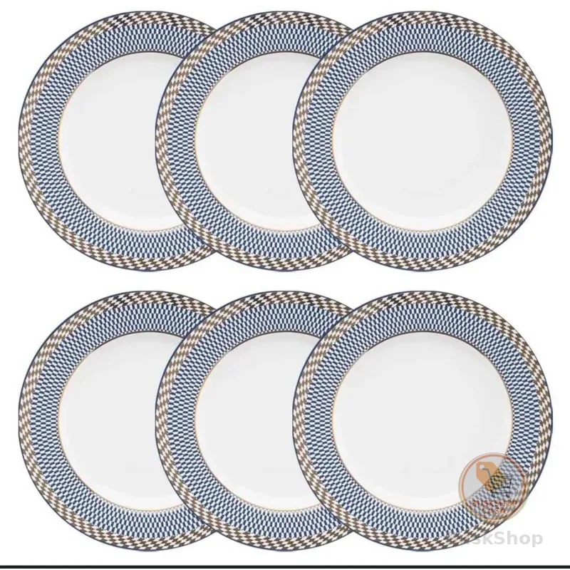 conjunto jogo de prato de sobremesa porcelana   oxford flamingo op art mesa posta ouro dourado