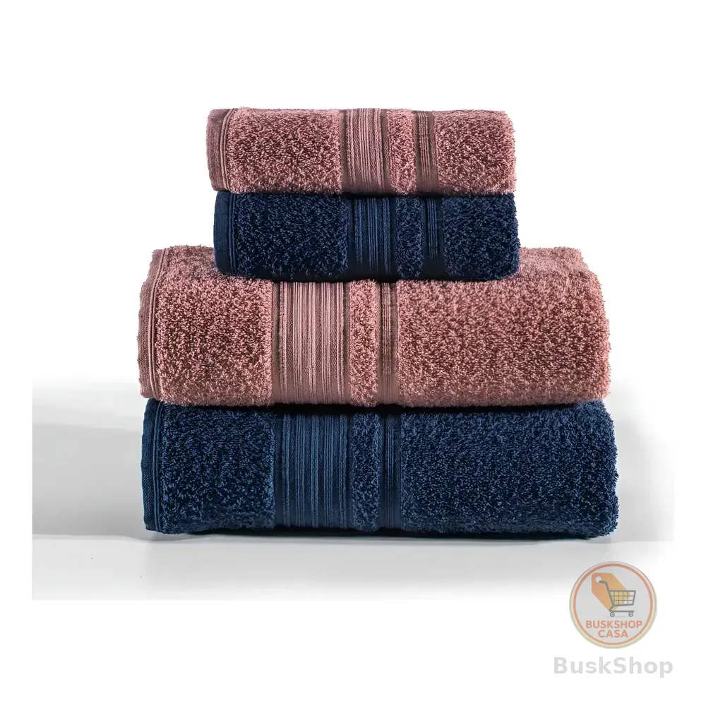 Jogo De Toalhas Altenburg Tóquio Banho 4 Roxo Mellow E Azul Deep Liso
