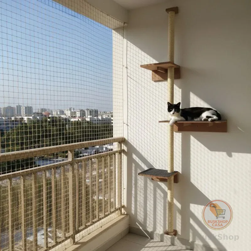Torre Arranhador para Gatos 1.80m com Carpete e Prateleiras - Arranhador de Carpete e Prateleiras Espaçosas