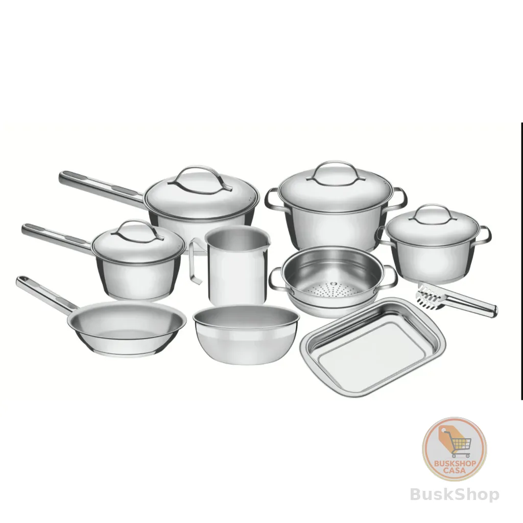 Jogo de Panelas Tramontina Aço Inox Allegra 10 Peças Fundo Triplo Com Pegador de Massa