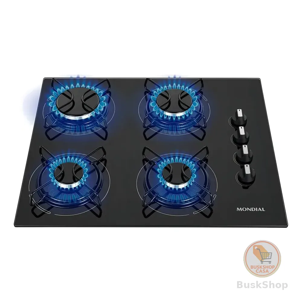 Cooktop A Gás, 4 Bocas, Mondial Bivolt Ctg-01 Preto/inoxidável 127/220v