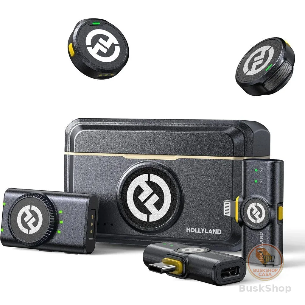 Microfone Lapela Bluetooth sem fio Hollyland Lark M2 Versão Lighting USB-C Câmera Combo Duo Original
