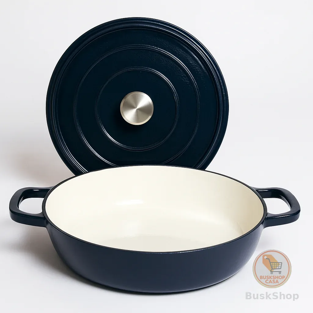 Panela Caçarola Ferro Fundido Esmaltado 28 cm com Tampa – Indução, Gás, Elétrico e Forno