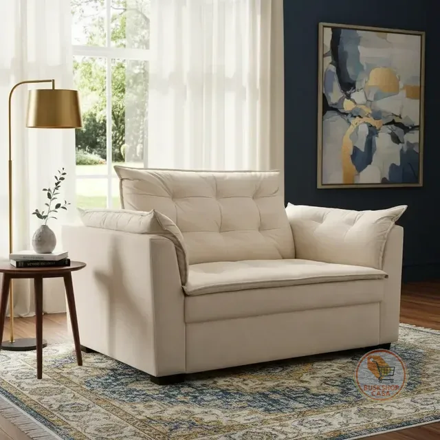 Poltrona Divan Namoradeira Dália Suede 2LG Compacta Estofada