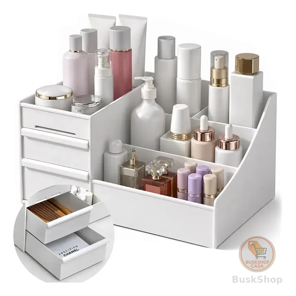 Organizador De Maquiagens Perfumes Cosméticos Com Gaveta Branco