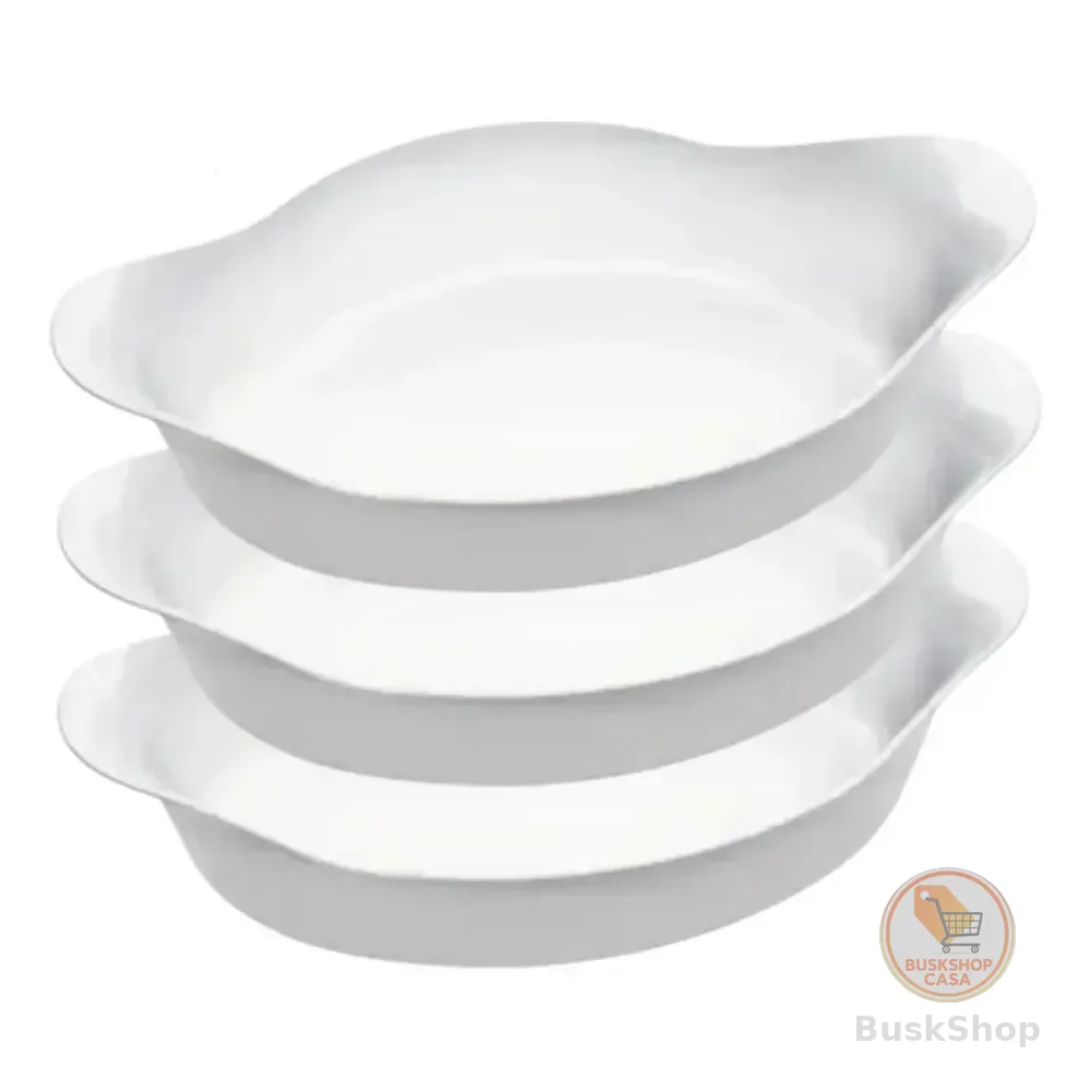 Kit 3 Assadeira Travessa De Vidro Marinex Opaline 1 Litro