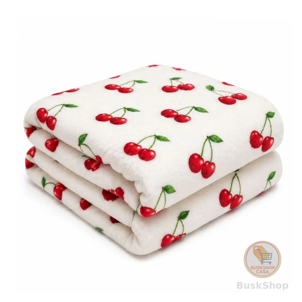 Cobertor Coberta Manta Mantinha Soft Flece Infantil Pequena Viagens Passeios Menina Cerejas Macio