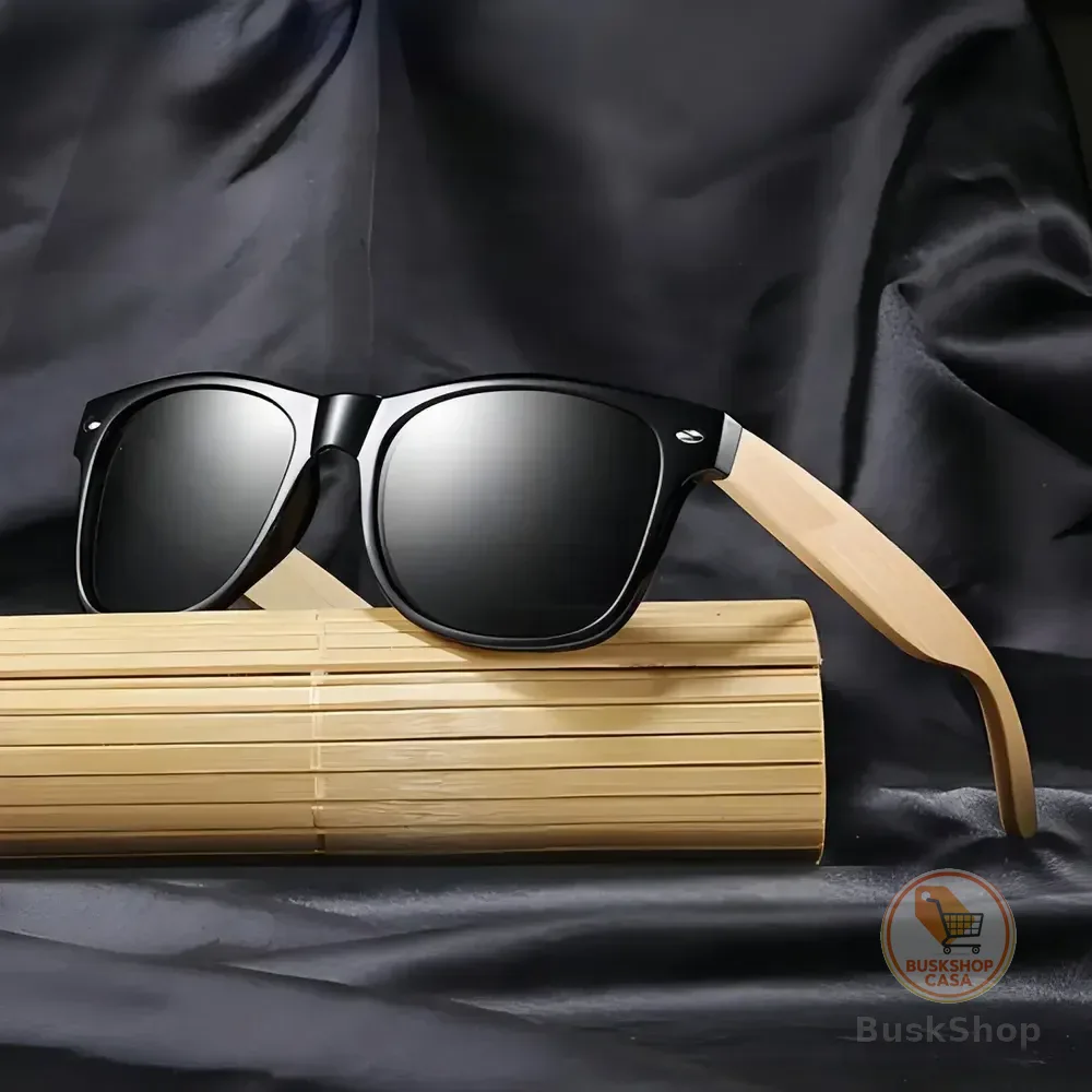 Óculos De Sol Quadrado Doxa Bambu Com Proteção Uv Cinza-escuro