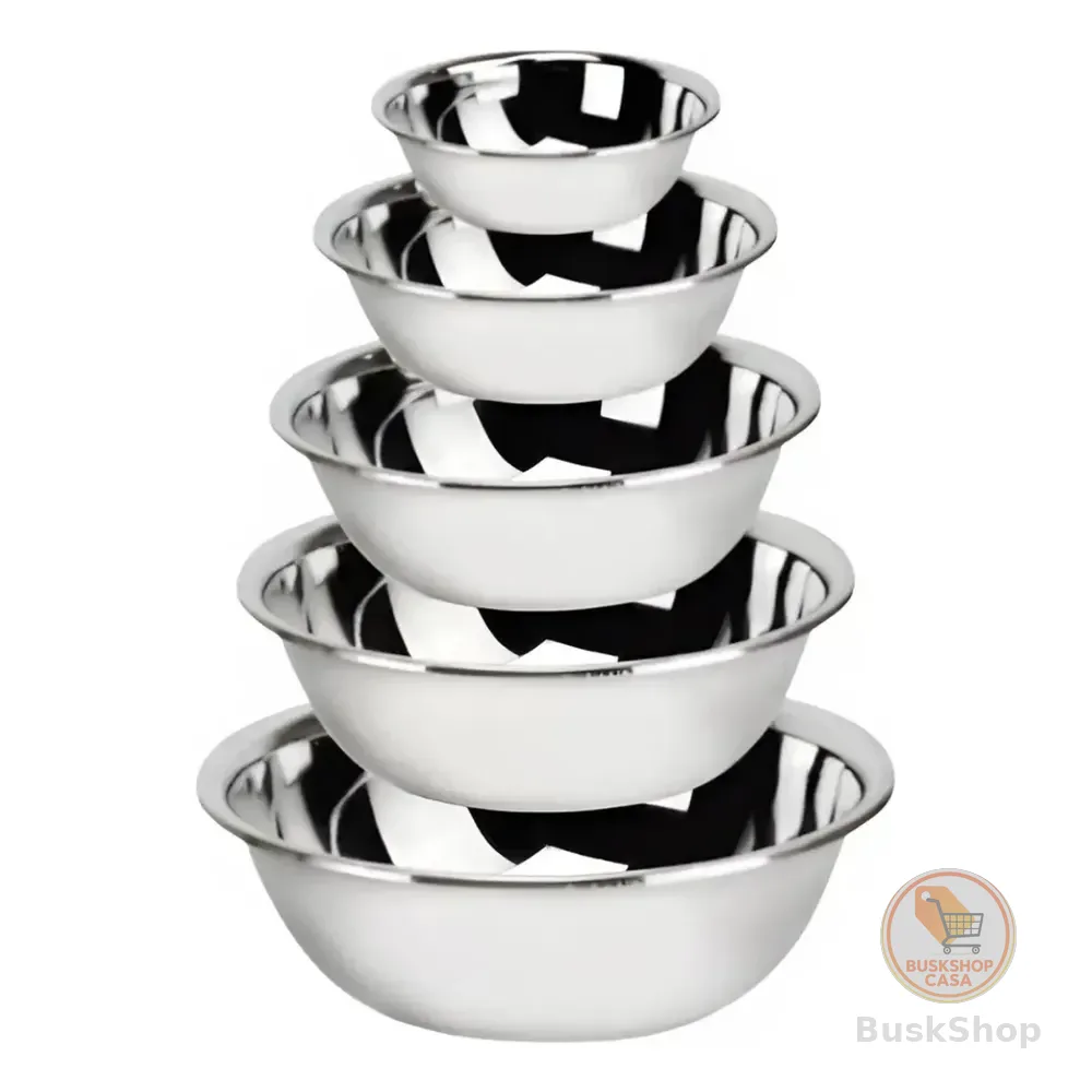 Kit 5 Tigelas Bacia Em Aço Inox Multiuso Conjunto De Cozinha Inox