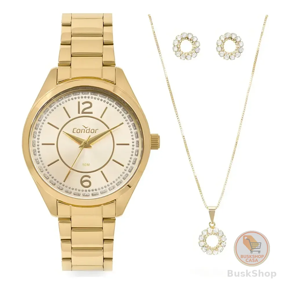 Relógio Condor Feminino Elegante Dourado Dourado