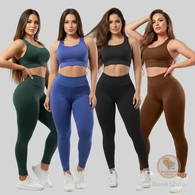 4 Conjuntos Calça Legging Fitness Roupas Feminina Academia