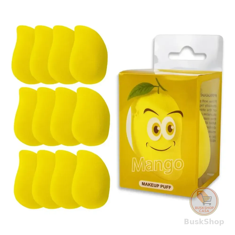 Kit 12 Esponja Manga Facial Make Cremosa Pó Base Corretivo Maquiagem Makeup Rosto Pele Aplicador Esponjinha