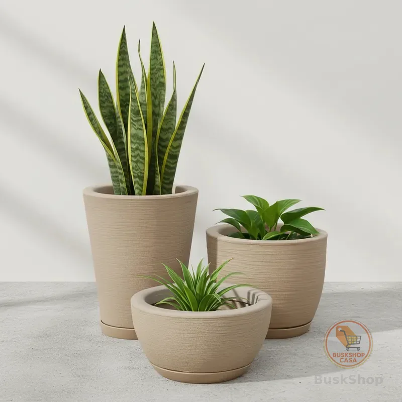 Kit 3 vasos de polietileno para plantas decorativo N1 N2 N3