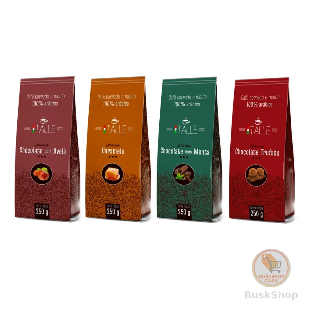 Kit 4 Cafés Torrado E Moído Aromatizados - Todos os Aromas