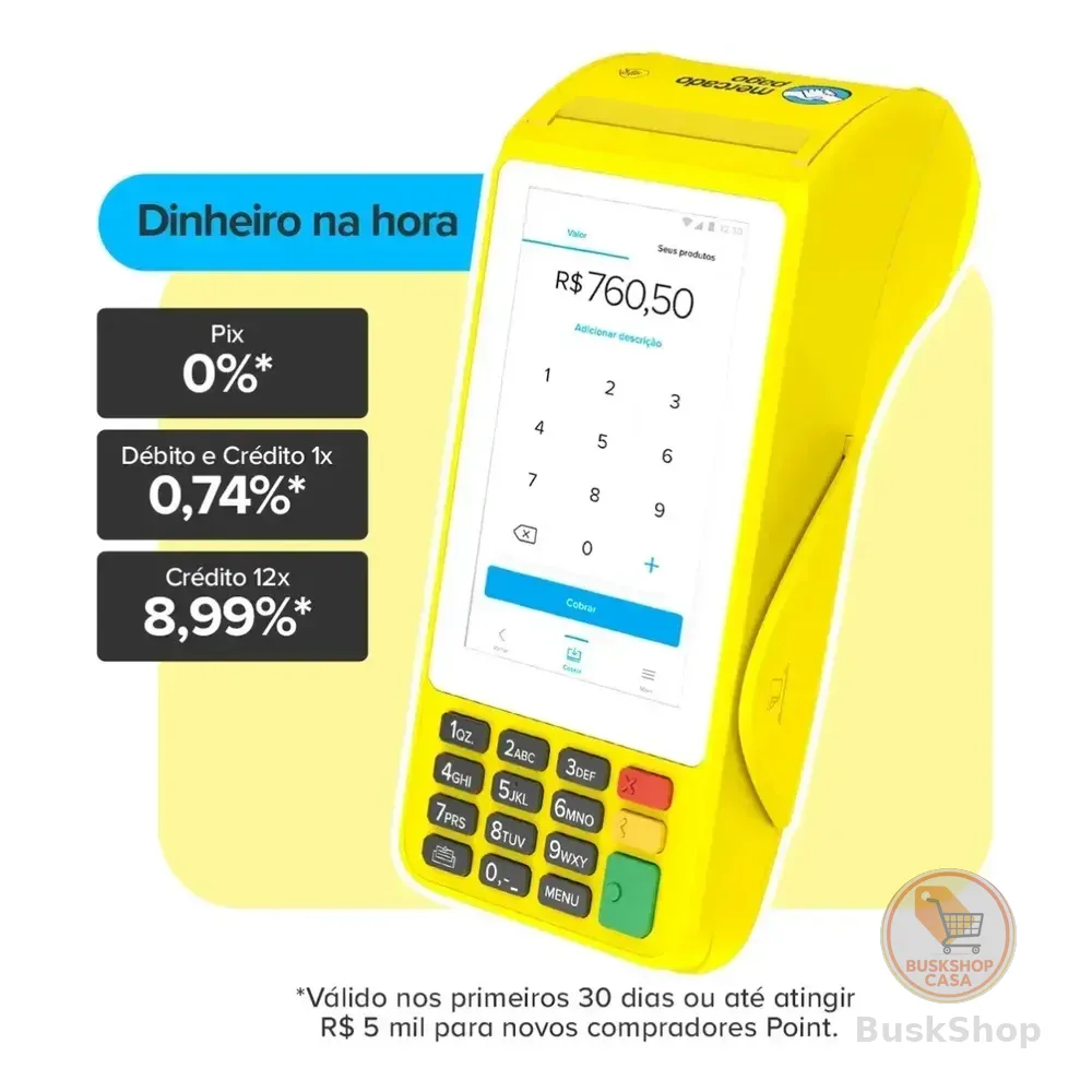 Maquininha De Cartão Pro 3 Mercado Pago Point Amarela Vivo 4g/wifi/nfc 127/220v