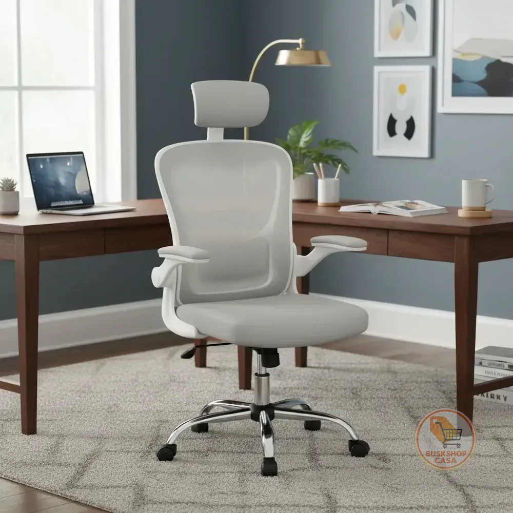 Cadeira De Escritório Ergonômica Giratória Boston G100 Com Estofado Mesh Luvinco Com Ajuste Lombar Cinza Malha