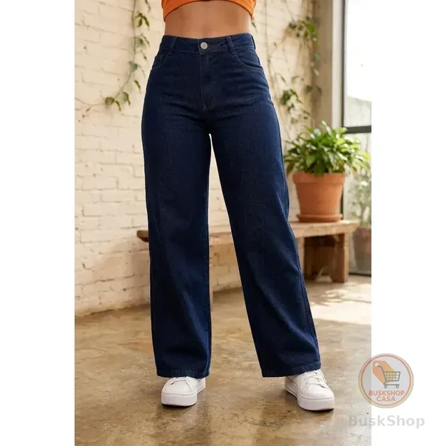 Calça Jeans Feminina Wide Leg Pantalona Cintura Alta Stilger