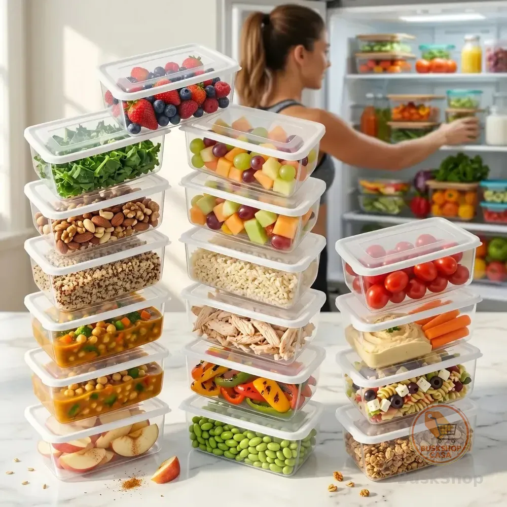 Kit 20 Potes 500 Ml Transparente Marmita Fitness Bpa Free Reutilizável Tampa Hermética Micro E Freezer Ponte Lar Utilidades