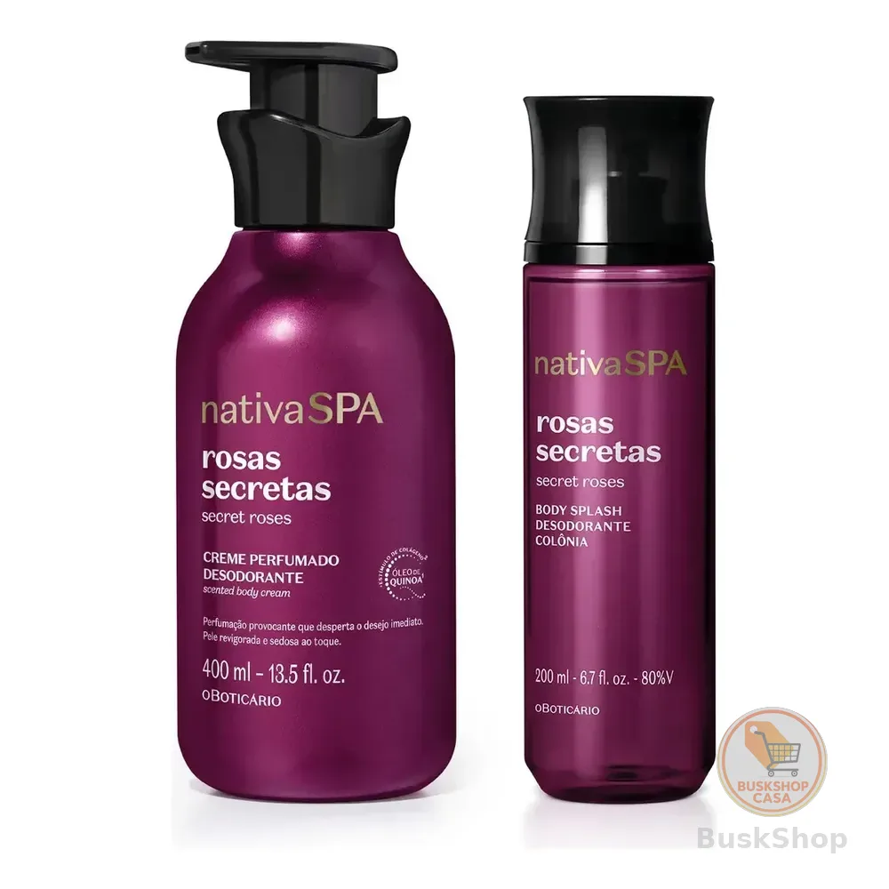 Combo Nativa Spa Rosas Secretas: Body Splash 200ml + Creme Perfumado Corporal 400ml