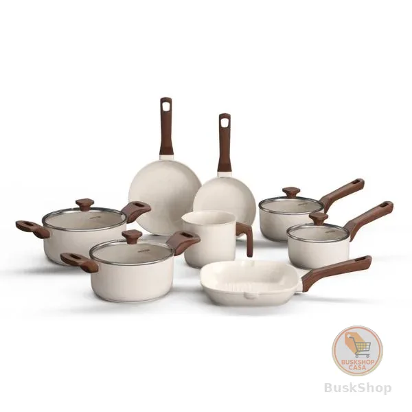 Conjunto 8 Panelas Indução Pratic Cook Mármol Antiaderente Mimo Style Alumínio Reforçado