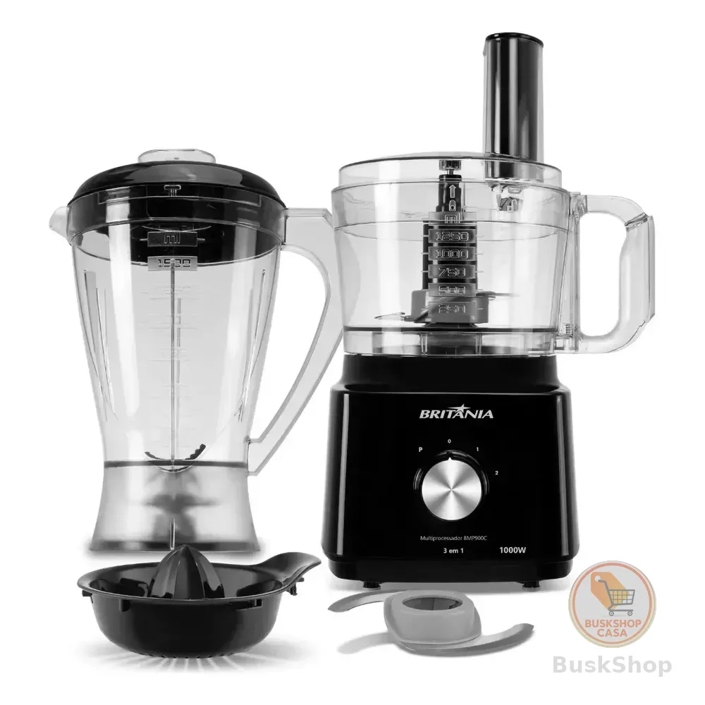 Multiprocessador britânia Bmp900 1000w 3 em 1 inox Preto 127v