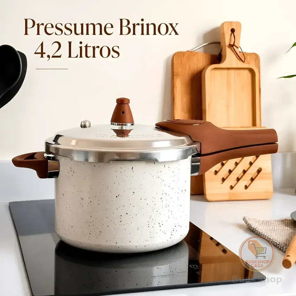 Panela De Pressão Cerâmica/antriaderente/brinox/pressum 4,2l Vanilla
