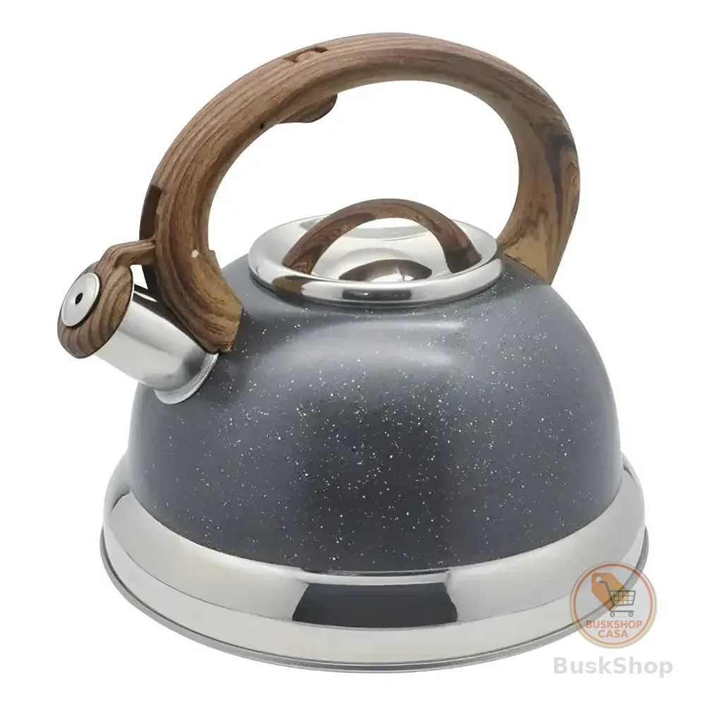 Chaleira Roma Com Apito 2,7l Indução Aço Inox Granito Brinox Cinza